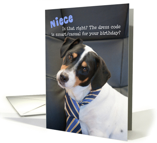 Niece Birthday Card - Dog Wearing Smart Tie - Humorous card (846397)