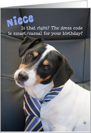 Niece Birthday Card - Dog Wearing Smart Tie - Humorous card