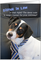 Sister in Law Birthday Card - Dog Wearing Smart Tie - Humorous card
