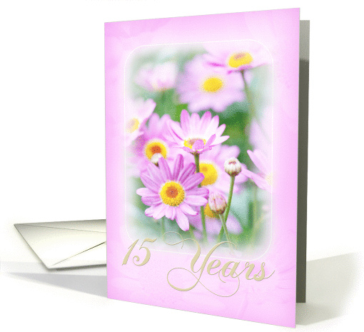 15th Wedding Anniversary Card - Dreamy Florals in Pink card (848068)