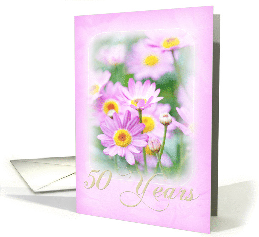 Golden Wedding Anniversary Card - Dreamy Florals in Pink card (848081)