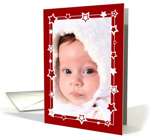 Christmas Photo Card Border - Red and White Stars card (848954)