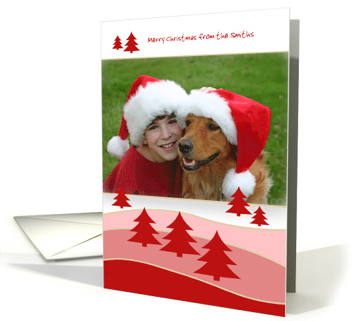 Christmas Photo Card Border - Christmas Trees and Hills card (851077)