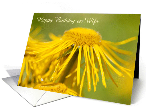 Ex Wife Birthday Card - Yellow Flowing Floral card (860535)