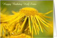 Half Sister Birthday Card - Yellow Flowing Floral card
