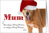 Merry Christmas Mum - Singing Dog in Santa Hat - Humorous card