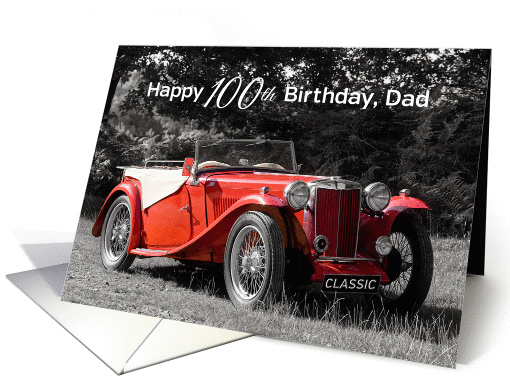 Dad 100th Birthday Card - Classic Car Red card (893889)