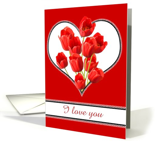 Customizable Valentine's Card - Heart and Tulips card (896183)
