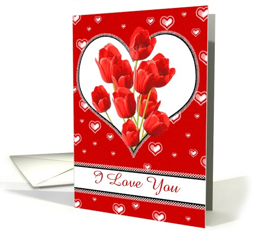 Customizable Valentine's Card - Hearts and Tulips card (896184)