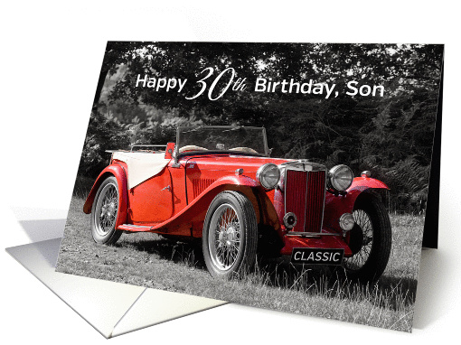 Son 30th Birthday Card - Red Classic Car card (898852)