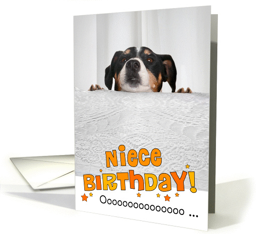 Niece Humorous Birthday Card - Dog Peeking Over Table card (944997)