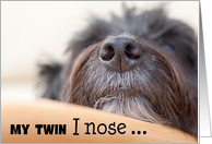 My Twin Humorous Birthday Card - The Dog Nose card