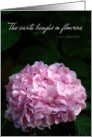 Pink Hydrangea flower card with Quote card