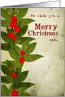Merry Christmas Wish, Holly with Red Berries card