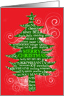Merry Christmas Word Tree with snow, swirls and texture card
