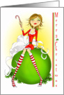 Christmas Santa girl with Candy Cane card