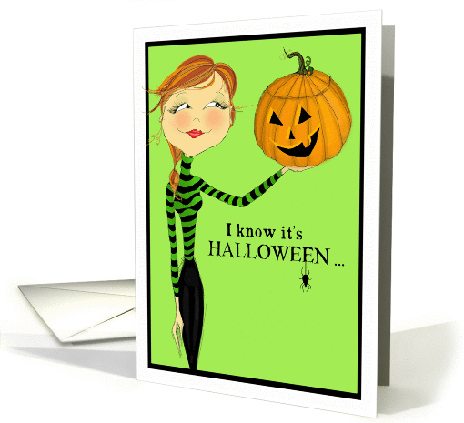 Happy Halloween Pumpkin Head Girl Friend Illustration card (1174522)