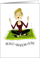Yoga Birthday Girl Wisdom, Peace and Love card