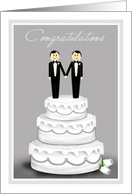 Wedding Congratulations Two Grooms on Top of Wedding Cake card