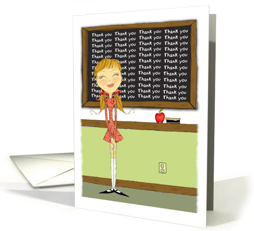 Teacher Thank You with Girl at chalkboard card (821569)