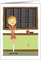 Teacher Thank You with Girl at chalkboard card