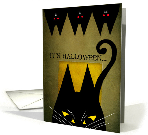 Happy Halloween Cat and Hanging Bats card (861164)