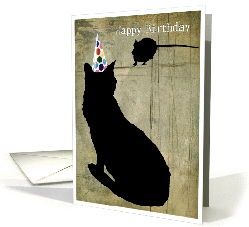 Cat and Large Mouse Birthday card (865858)