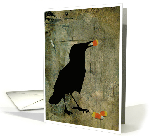 Halloween Crow eating Candy Corn card (865872)