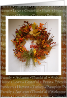 Thanksgiving Wreath with Autumn Words card