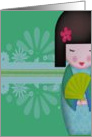 Little Geisha Blue Digital Art Blank card