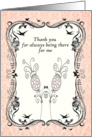 Thank You Blank Card. Vintage Pink Flower card