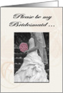 Bridesmaid Invitation Card, bride with pink boquet card