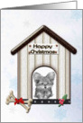 Happy Christmas Greeting Card with Cute Yorkie Dog card