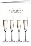 Invitation Card, Stylish and Elegant Champagne Glass Design card