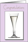 Congratulations Card, Pink Stylish and Elegant Champagne Flute Glass Design card