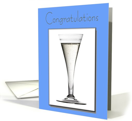 Congratulations Card, Blue Stylish and Elegant Champagne... (811875)