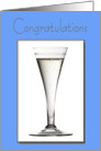 Congratulations Card, Blue Stylish and Elegant Champagne Flute Glass Design card