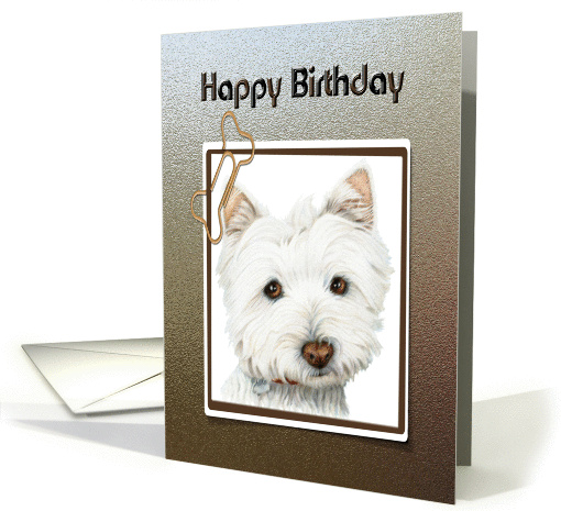 Happy Birthday, cute Westie dog card (846439)