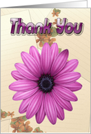 Thank you Greeting Card, with Pink Flower design card