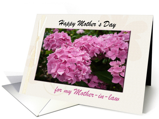 Happy Mother's Day Card, to my Mother-in-law, with Pink Hydrangea card