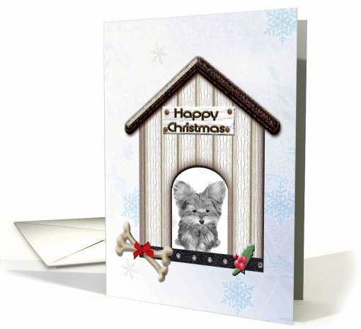Happy Christmas Greeting Card with Cute Yorkie Dog card (879854)