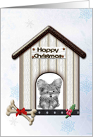 Happy Christmas Greeting Card with Cute Yorkie Dog card