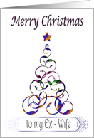 Christmas Card for Ex-Wife, Elegant Christmas Tree Swirl Card