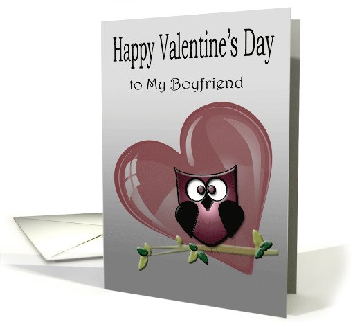 Happy Valentine's Day to My Boyfriend, Owl and Heart card (907598)