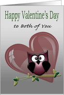 Happy Valentine’s Day to Both of You, Owl and Heart Card