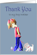 Thank You to my Dog Walker, Boy Walking Cute Dog Card