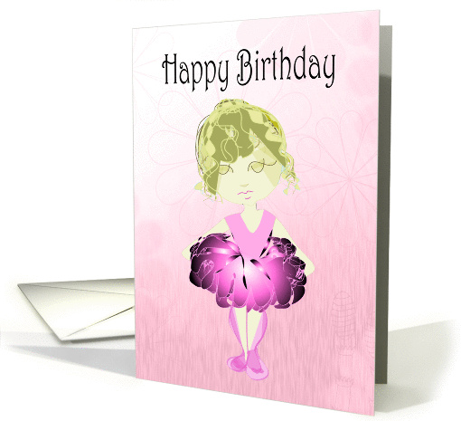 Happy Birthday Greeting Card, with Cute Ballerina Art in... (924908)