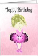 Happy Birthday Greeting Card, with Cute Ballerina Art in Pink Tutu card