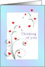 Thinking of You with Love and Hearts and Swirls card