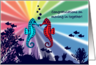 Congratulations on Moving in Together - Seahorses in Coral card